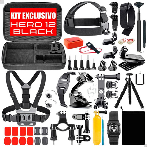 Kit Para Camera Gopro Hero 12 Black 4k Com 65 Acessórios