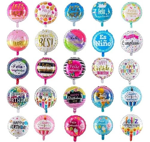 Globos Metálicos 1 Unidad Cumpleaños Surtidos 18 Pulgadas