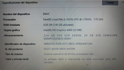 Hp Envy I7 8250u 16gb Ram 1tb+1gb Ssd 1920x1080 Negro (Usado)