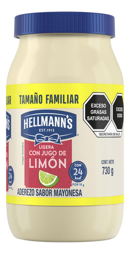 Mayonesa Ligera Hellmanns Con Limón Reducida En Grasa 730g