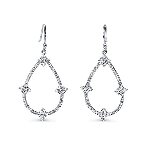 Pendientes Flor Plata Cz Gota Mujer