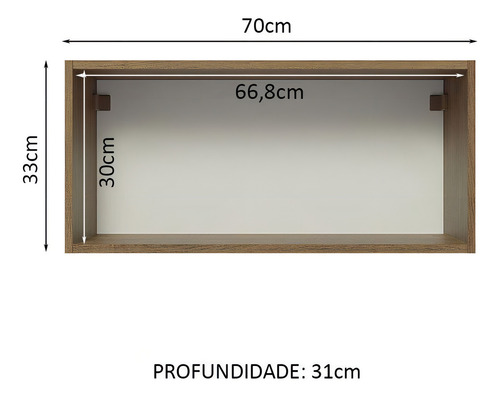 Alacena Gabinete Superior Cocina Madesa Lux 1 Puerta 70cm Color Rústico/Gris