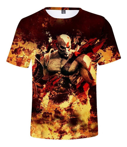 Mc Playera Hot Game Con Estampado 3d God Of War Kratos