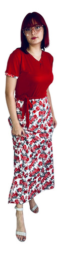 Hermoso Vestido Flores Rojo