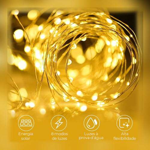 Pisca Pisca Fio De Fada Solar Led 200 Lâmpadas Luz Solar 20m 2v Modus Vdt201