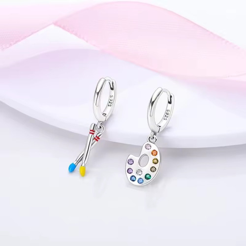 Aretes Paleta Pintar Aretes Pincel Pintura Aretes Plata925