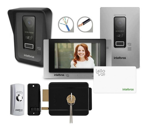 Kit Interfone Camera Wi-fi Allo Wt7 Intelbras Com Fechadura