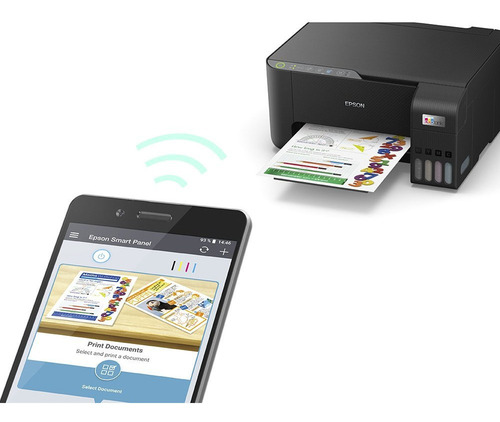 Impressora a cor multifuncional Epson EcoTank L3250 com wifi preta 110V