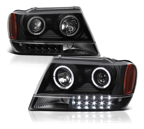 Conjunto De Faros Delanteros Led Con Halo Para Jeep Grand Ch