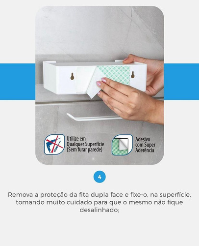Arthi Premium Suporte 3 Em 1 Com Fita 3m Papel Higiênico Len