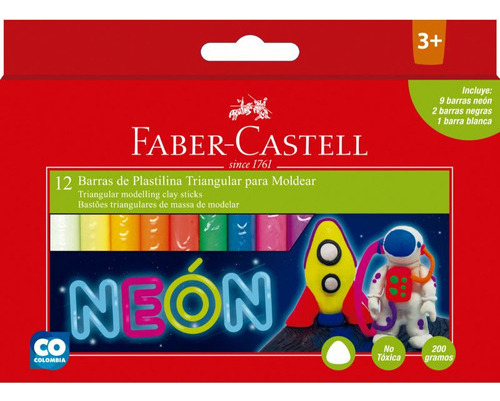 Plastilina Jumbo Neon Faber-castell X12 Colores