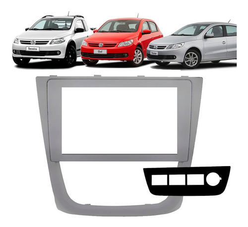 Moldura Painel 2 Din Gol G5 2008 2009 A 2012 Multimidia Dvd Cor Prata