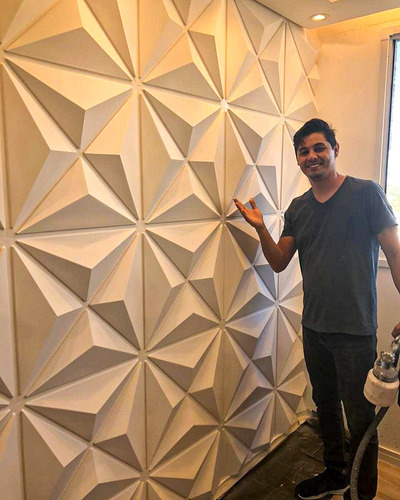 Imagem 2 de 10 de Revestimento 3d Placa De Pvc 3d Alto Relevo Parede 50 X 50cm