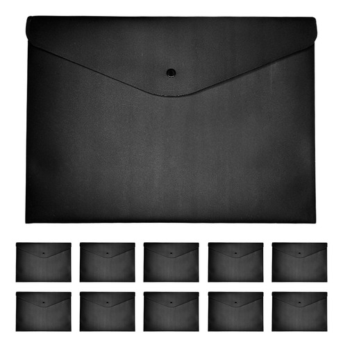 Kit 10 Pastas Envelopes Com Botão A4 Resistentes