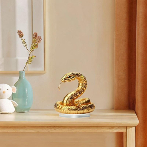 Acrílico 2d Flat Gold Snake Table Sign Ornamento De Mesa