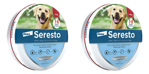 Collar Antipulgas Seresto Elanco Para Perros 8-40kg - 2 Pzas Unico