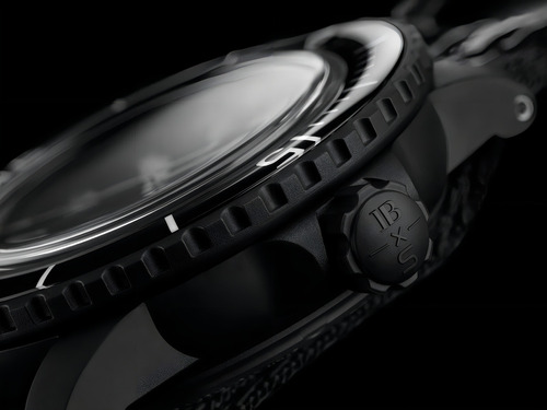 Reloj Swatch Blancpain Scuba Fifty Fathoms, correa negra Ocean Storms, bisel negro, fondo negro