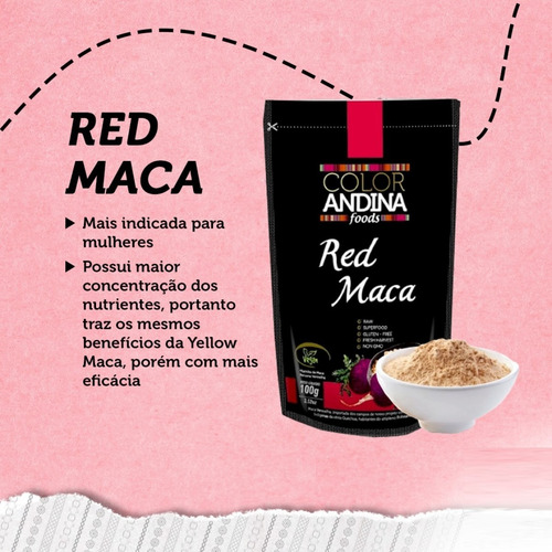 Imagem 3 de 6 de Maca Peruana Red (vermelha) Pura Em Pó 100g Color Andina