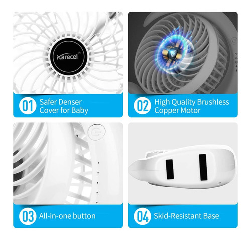 Imagen 6 de 6 de Ventilador Recargable Con Bateria, Mini Ventilador De Escri