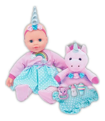 Muñeca De 40 Cm Unicornio Con Accesorios