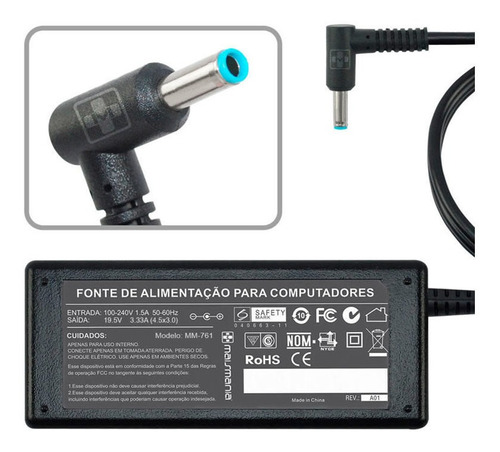 Fonte Carregador Para Notebook Hp 14-r050br 19,5v 3.33a 761