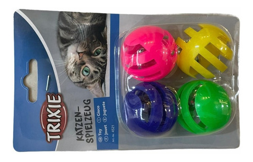 Juguete Gato Set De 4 Pelotas Con Sonajero Trixie