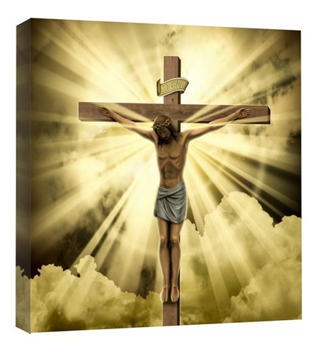 Cuadro Decorativo Religioso Jesús En La Cruz 30x30 Cm