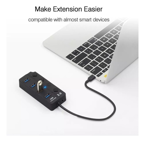 Hub Splitter Usb 3.0 A 4x Usb 3.0 Windows Mac Indicador Led