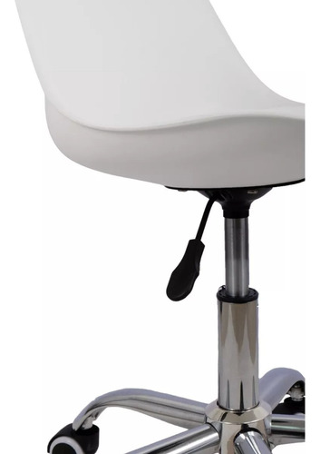 Silla De Oficina Acolchonada Eames Tulip Con Ruedas Cómoda Blanco Piel Sintética