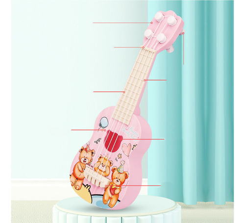 Miniguitarra De 4 Cuerdas Para Niños Pequeños, Ukelele, Dibu