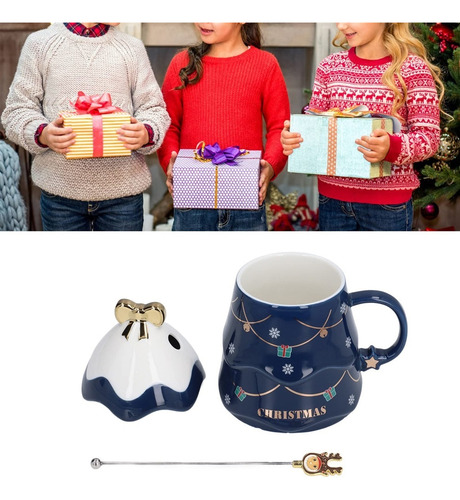 Taza De Cerámica En Forma De Árbol De Navidad Con Tapa