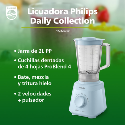Licuadora Philips Daily Collection Hr2129 2 L Celeste Con Jarra De Plástico 220v Celeste