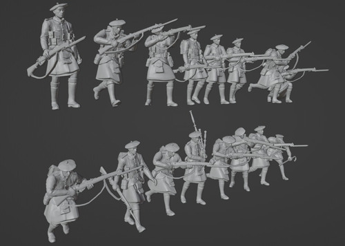 Infantería Escocesa Primera Guerra Impresa 3d 1/72