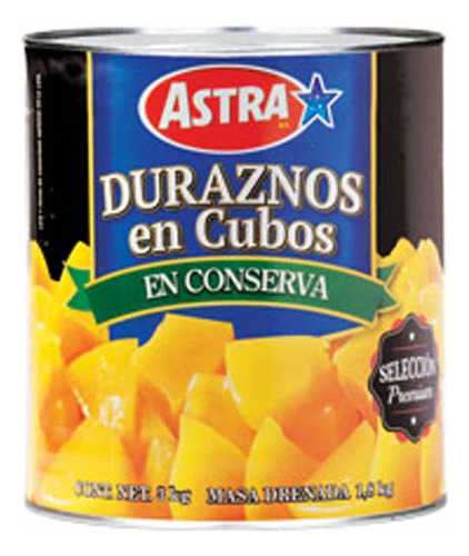 Durazno Cubos En Almíbar Marca Astra 2 Latas De 3kg C/u