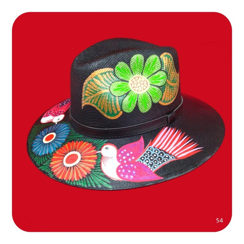 Imagen 1 de 6 de Elegante Sombrero Artesanal Pintado A Mano Varios Modelos 6