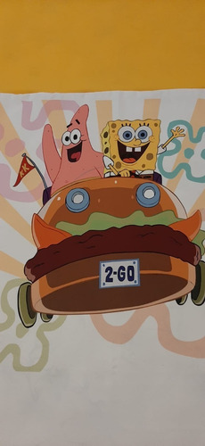 Lençol Cama Solteiro Bob Esponja Patrick Dia Das Crianças Cor Amarelo
