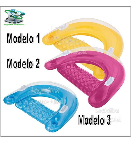 Imagen 3 de 9 de Silla Sillon Flotador Inflable 2 Porta Vasos + 2 Asas 58859
