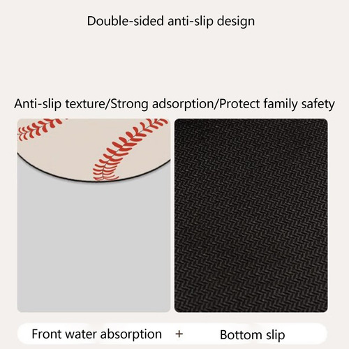 A Floor Mat Baseball Shaped Diatom Mud Round Bathroom Bathtu