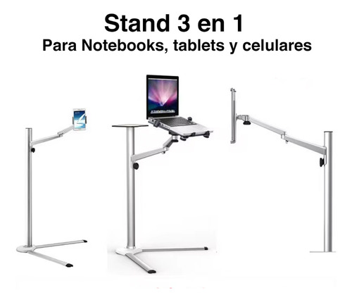 Stand Para Notebook Mac Tablet Celular Aluminio 105 Cms