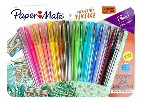 Marcadores Paper Mate Flair Coleccion Vintage X 24 Colores