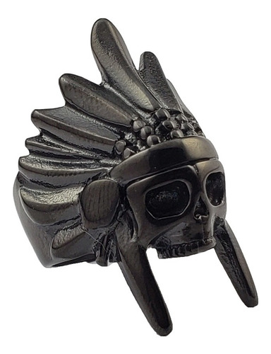 Anillo Calavera Jefe Apache Acero Inoxidable Hombre Mujer