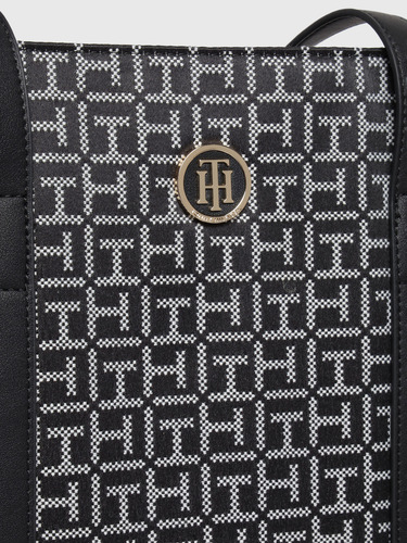Bolsa Tote Negro Con Monograma De Mujer Tommy Hilfiger Negro