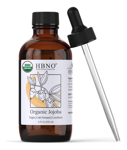 Hbno Aceite De Jojoba Organico  Enorme 4 Onzas (4.1 Fl Oz),