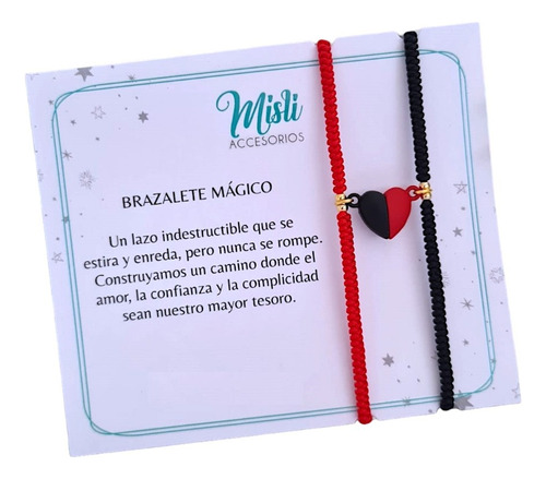 Set Pulseras Magnéticas Imán Para Parejas Dije Corazón Misli