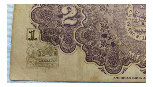 Billete 2 Peso Banco Oriental De Mexico 1914 (Usado)