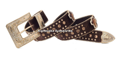 Imagem 3 de 4 de Lançamento Lindo Cinto Feminino Country Lady Marrom Strass