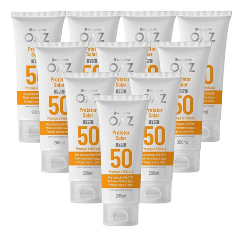 Kit Oaz Protetor Solar Fps50 Corpo E Rosto C/10u De 200ml C