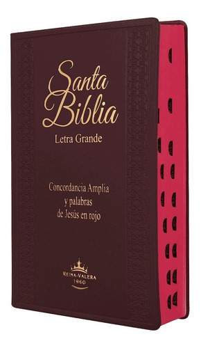 Biblia Rvr1960 Letra Grande Con Índice Pasta Vinil Vino