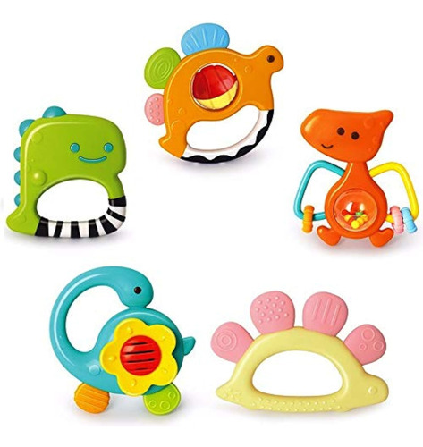 Baby Rattles Sets Teether, Shaker, Grab And Spin Rattle,