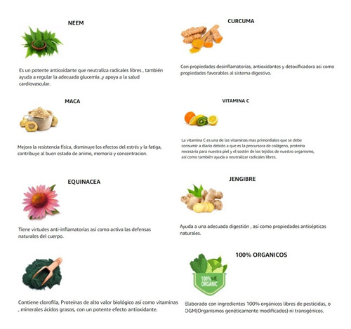 Imagen 5 de 10 de Inmuno Green 7 In 1 Purely Organics 90 Capsulas